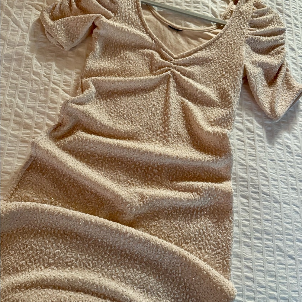 Elegant Cream Textured Dress